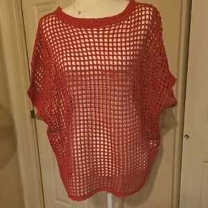 Bright Pink Mesh Knit Top